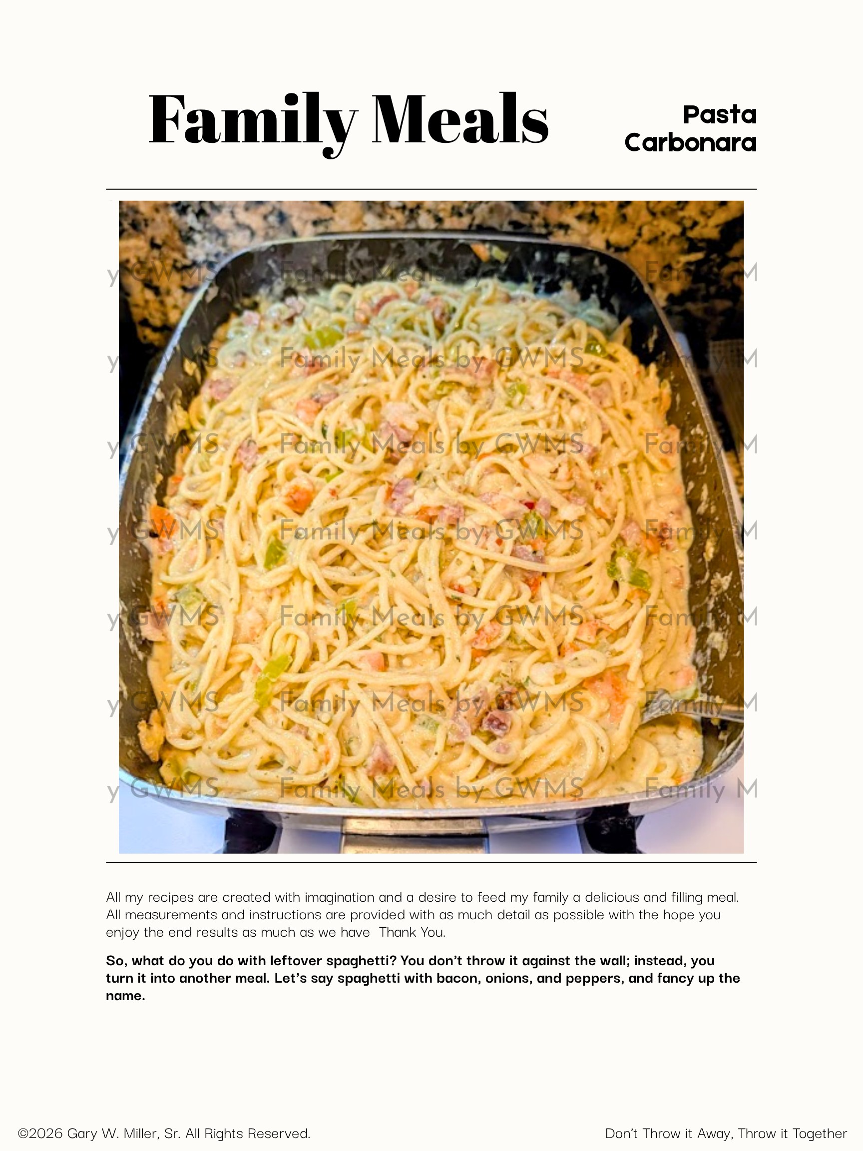 Pasta Carbonara in a skillet