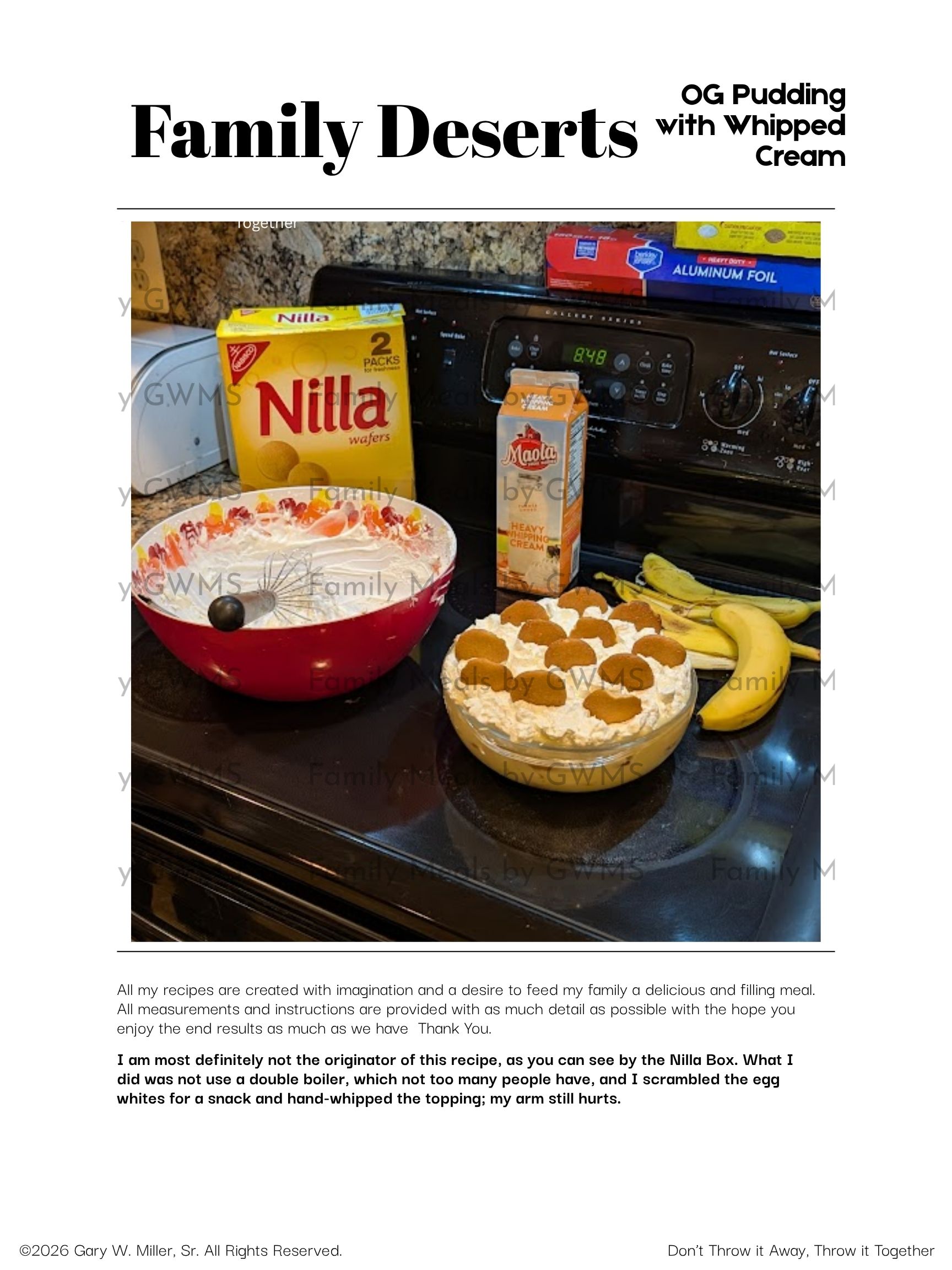 OG Pudding with Whipped Cream