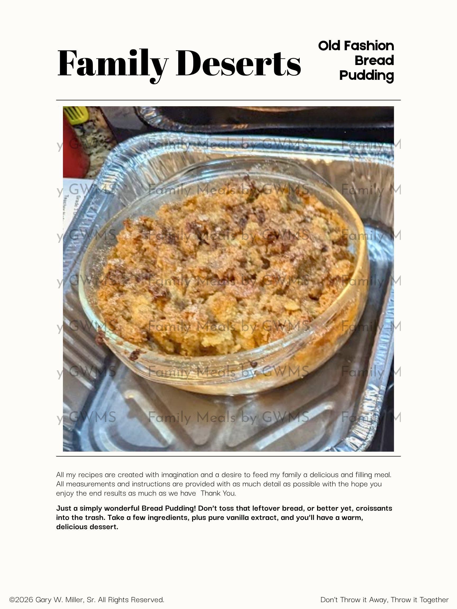 Old Fashion Bread Pudding