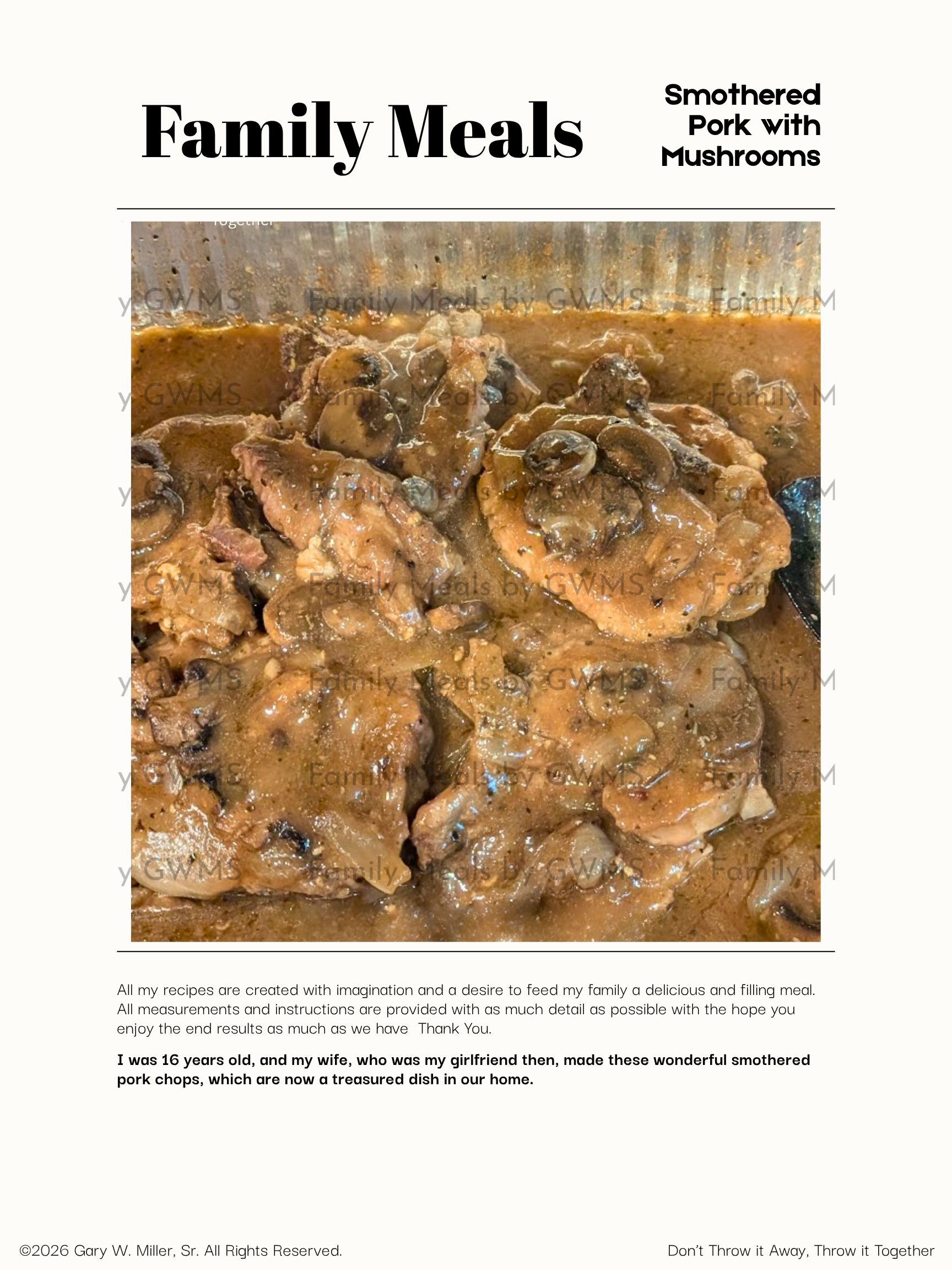 Smothered Pork with Mushrooms